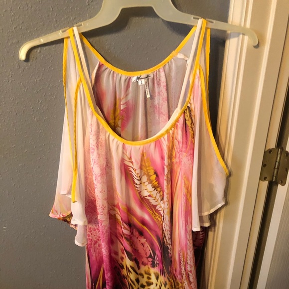 Shirt colorful sheer blouse tunic - Picture 1 of 4